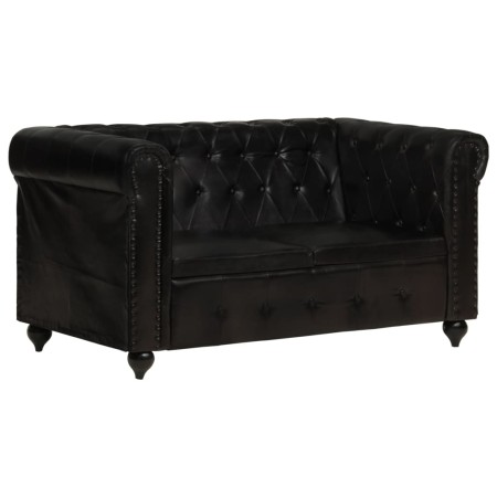 Sofá Chesterfield de 2 plazas cuero auténtico negro de vidaXL, Sofás - Ref: Foro24-283760, Precio: 541,84 €, Descuento: %