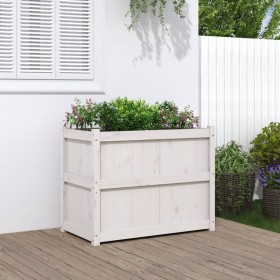 Jardinera de madera maciza de pino blanca 90x50x70 cm de vidaXL, Maceteros y jardineras - Ref: Foro24-837470, Precio: 98,14 €...