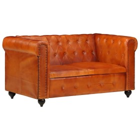 Sofá Chesterfield 2 plazas cuero auténtico marrón de vidaXL, Sofás - Ref: Foro24-283758, Precio: 543,81 €, Descuento: %