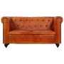 Brown genuine leather 2-seater Chesterfield sofa by vidaXL, Sofas - Ref: Foro24-283758, Price: 543,81 €, Discount: %