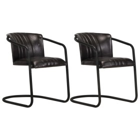 Sillas de comedor 2 unidades cuero auténtico negro de vidaXL, Sillas de comedor - Ref: Foro24-283747, Precio: 290,53 €, Descu...