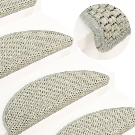 Alfombrilla autoadhesiva escalera sisal 15 uds gris 65x21x4 cm de vidaXL, Alfombrillas para escalones - Ref: Foro24-326875, P...