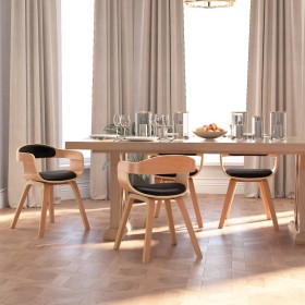 Dining chairs 4 pcs curved wood and black synthetic leather by vidaXL, dining chairs - Ref: Foro24-3092385, Price: 430,57 €, ...