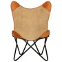 Butterfly Chair in Brown Genuine Leather and Canvas by vidaXL, Armchairs - Ref: Foro24-283770, Price: 103,12 €, Discount: %