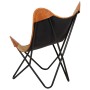 Butterfly Chair in Brown Genuine Leather and Canvas by vidaXL, Armchairs - Ref: Foro24-283770, Price: 103,12 €, Discount: %