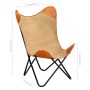 Butterfly Chair in Brown Genuine Leather and Canvas by vidaXL, Armchairs - Ref: Foro24-283770, Price: 103,12 €, Discount: %