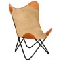 Butterfly Chair in Brown Genuine Leather and Canvas by vidaXL, Armchairs - Ref: Foro24-283770, Price: 103,12 €, Discount: %