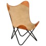 Butterfly Chair in Brown Genuine Leather and Canvas by vidaXL, Armchairs - Ref: Foro24-283770, Price: 103,12 €, Discount: %