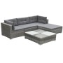 Set de muebles de jardín 5 pzas y cojines ratán sintético gris de vidaXL, Conjuntos de jardín - Ref: Foro24-42735, Precio: 45...