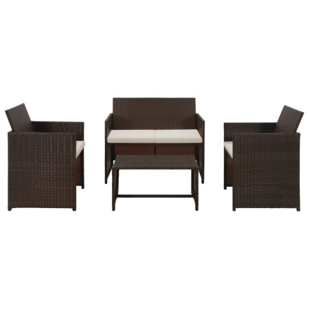 Set muebles de jardín 4 piezas y cojines ratán sintético marrón de vidaXL, Conjuntos de jardín - Ref: Foro24-43908, Precio: 2...