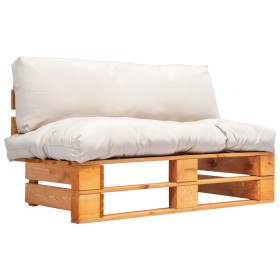 Pallet garden sofa with sand-colored pine wood cushions by vidaXL, Outdoor sofas - Ref: Foro24-277443, Price: 120,20 €, Disco...