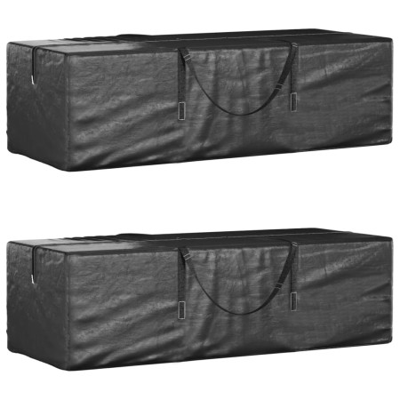 Bolsas para cojines jardín 2 uds polietileno negro 135x40x55 cm de vidaXL, Fundas para muebles de jardín - Ref: Foro24-315539...