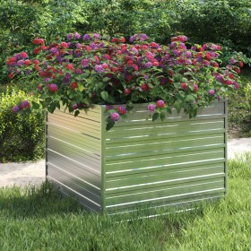 Arriate de acero galvanizado plateado 100x100x77 cm de vidaXL, Maceteros y jardineras - Ref: Foro24-316883, Precio: 59,73 €, ...