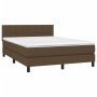 Cama box spring con colchón tela marrón oscuro 140x200 cm de vidaXL, Camas y somieres - Ref: Foro24-3140060, Precio: 412,83 €...