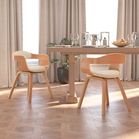 Sillas de comedor 2 uds madera curvada y cuero sintético crema de vidaXL, Sillas de comedor - Ref: Foro24-3092380, Precio: 31...