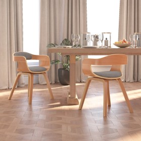 Dining chairs 2 pcs curved wood and taupe gray fabric by vidaXL, dining chairs - Ref: Foro24-3092382, Price: 268,99 €, Discou...