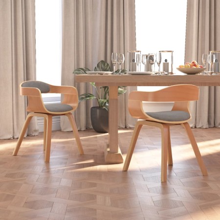 Dining chairs 2 pcs curved wood and taupe gray fabric by vidaXL, dining chairs - Ref: Foro24-3092382, Price: 266,10 €, Discou...