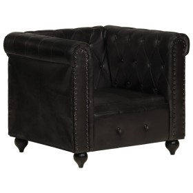 Sillón Chesterfield de cuero auténtico negro de vidaXL, Sillones - Ref: Foro24-283756, Precio: 373,19 €, Descuento: %