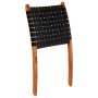 Folding chair with crossed stripes black genuine leather by vidaXL, Folding stools and chairs - Ref: Foro24-246366, Price: 19...