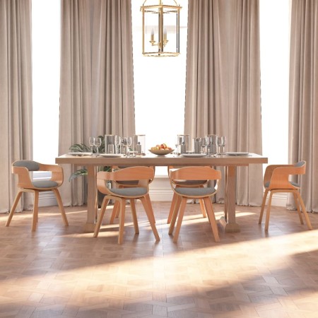 Dining chairs 6 units curved wood and taupe gray fabric by vidaXL, dining chairs - Ref: Foro24-3092394, Price: 792,62 €, Disc...