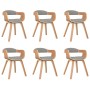 Dining chairs 6 units curved wood and taupe gray fabric by vidaXL, dining chairs - Ref: Foro24-3092394, Price: 792,62 €, Disc...