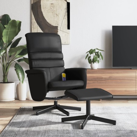 Sillón reclinable masaje con reposapiés cuero sintético negro de vidaXL, Sillones - Ref: Foro24-356715, Precio: 123,83 €, Des...