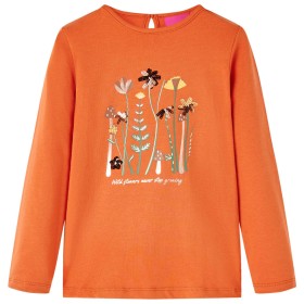 Gebranntes orangefarbenes Langarm-T-Shirt für Kinder 128 von vidaXL, Kinder-T-Shirts - Ref: Foro24-13617, Preis: 10,29 €, Rab...