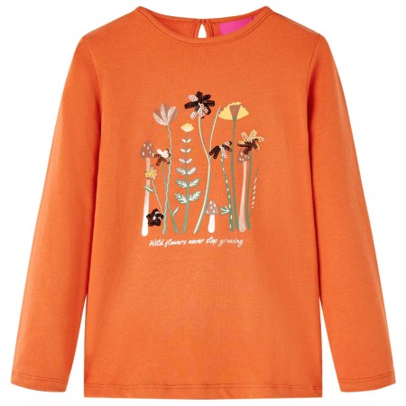 Gebranntes orangefarbenes Langarm-T-Shirt für Kinder 128 von vidaXL, Kinder-T-Shirts - Ref: Foro24-13617, Preis: 10,29 €, Rab...