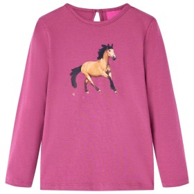 Raspberry horse print long-sleeved children's t-shirt 128 by vidaXL, Kids T-shirts - Ref: Foro24-14027, Price: 8,74 €, Discou...