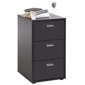 FMD Black bedside table with 3 drawers by FMD, Nightstands - Ref: Foro24-428803, Price: 131,06 €, Discount: %