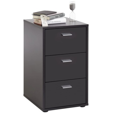 FMD Black bedside table with 3 drawers by FMD, Nightstands - Ref: Foro24-428803, Price: 159,76 €, Discount: %