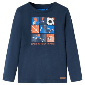 Marineblau meliertes Langarm-T-Shirt für Kinder 128 von vidaXL, Kinder-T-Shirts - Ref: Foro24-12702, Preis: 10,90 €, Rabatt: %