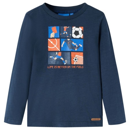 Camiseta infantil de manga larga azul marino mélange 128 de vidaXL, Camisetas para niños - Ref: Foro24-12702, Precio: 11,19 €...