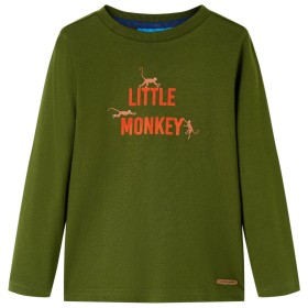 Dunkelkhakifarbenes, langärmliges Kinder-T-Shirt 104 von vidaXL, Kinder-T-Shirts - Ref: Foro24-13040, Preis: 8,99 €, Rabatt: %