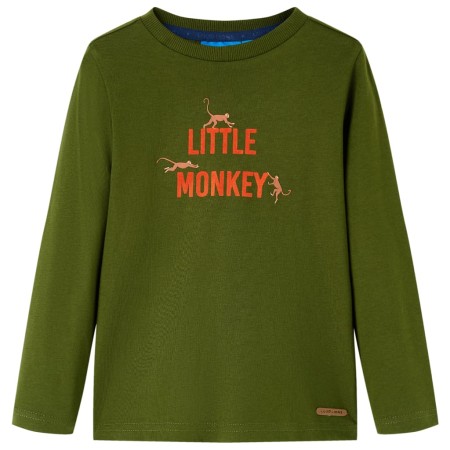 Dunkelkhakifarbenes, langärmliges Kinder-T-Shirt 104 von vidaXL, Kinder-T-Shirts - Ref: Foro24-13040, Preis: 8,06 €, Rabatt: %