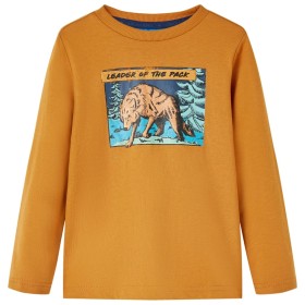 Camiseta infantil con manga larga ocre oscuro 140 de vidaXL, Camisetas para niños - Ref: Foro24-12948, Precio: 9,99 €, Descue...