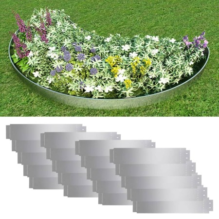 Cercas para césped 20 piezas acero galvanizado 100x20 cm de vidaXL, Ribetes y bordes para jardín - Ref: Foro24-274904, Precio...