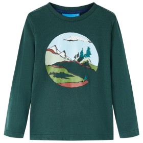 Dunkelgrünes langärmeliges Kinder-T-Shirt 92 von vidaXL, Kinder-T-Shirts - Ref: Foro24-13449, Preis: 9,99 €, Rabatt: %