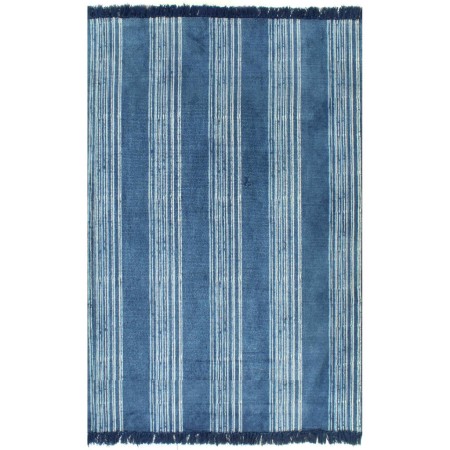 Alfombra de algodón Kilim con estampado azul 160x230 cm de vidaXL, Alfombras - Ref: Foro24-246564, Precio: 49,68 €, Descuento: %