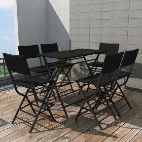 Klappbare Garten-Essgruppe, 7-teilig, Polyrattan und schwarzer Stahl von vidaXL, Gartensets - Ref: Foro24-42878, Preis: 262,9...