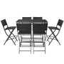 Set comedor de jardín plegable 7 pzas poli ratán y acero negro de vidaXL, Conjuntos de jardín - Ref: Foro24-42878, Precio: 26...