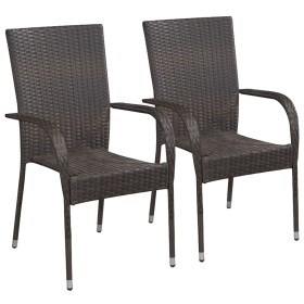 Stackable garden chairs 2 units brown synthetic rattan by vidaXL, Garden chairs - Ref: Foro24-44237, Price: 101,17 €, Discoun...