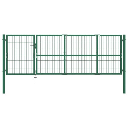 Garden fence gate with green steel posts 350x100 cm by vidaXL, garden gates - Ref: Foro24-142569, Price: 481,74 €, Discount: %