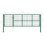 Garden fence gate with green steel posts 350x100 cm by vidaXL, garden gates - Ref: Foro24-142569, Price: 481,74 €, Discount: %