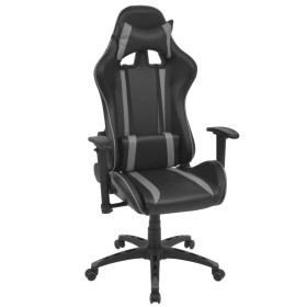 Silla de escritorio Racing reclinable de cuero artificial gris de vidaXL, Sillas de oficina - Ref: Foro24-20164, Precio: 174,...