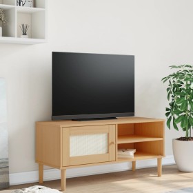 SENJA TV cabinet rattan look pine wood brown 106x40x49cm by vidaXL, TV Furniture - Ref: Foro24-358040, Price: 72,99 €, Discou...