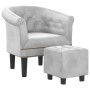 Sillón con taburete cuero sintético plateado de vidaXL, Sillones - Ref: Foro24-356502, Precio: 164,99 €, Descuento: %