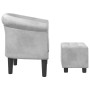 Sillón con taburete cuero sintético plateado de vidaXL, Sillones - Ref: Foro24-356502, Precio: 163,98 €, Descuento: %