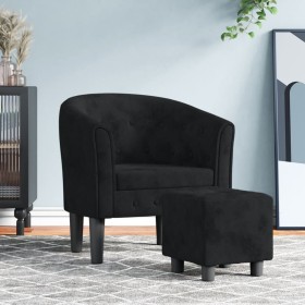 Black velvet armchair with stool by vidaXL, Armchairs - Ref: Foro24-356479, Price: 200,99 €, Discount: %