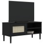 Mueble de TV SENJA aspecto ratán madera pino negro 106x40x49 cm de vidaXL, Muebles TV - Ref: Foro24-358042, Precio: 72,93 €, ...